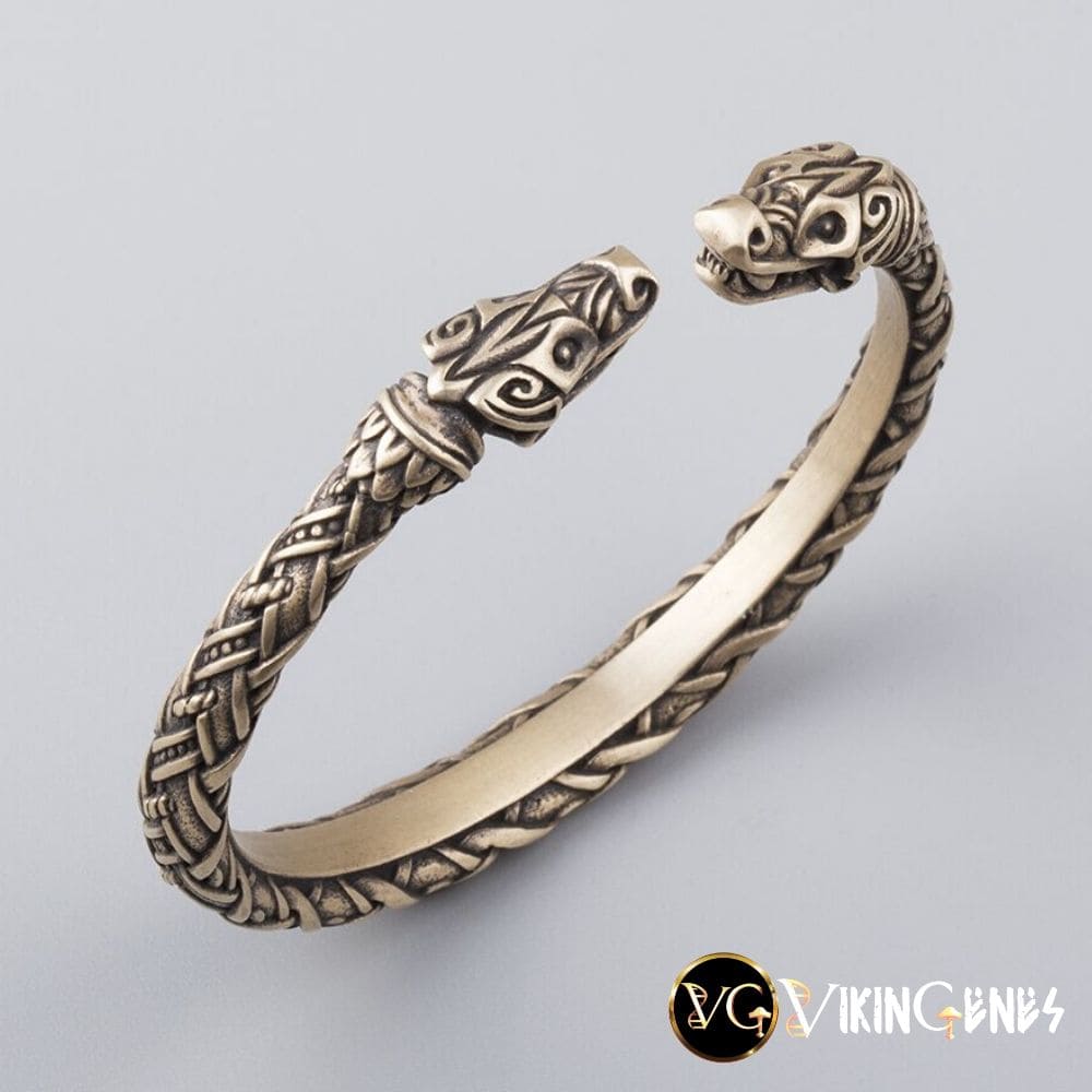 Viking Arm Ring With Odin's Wolves Hati & Scoll