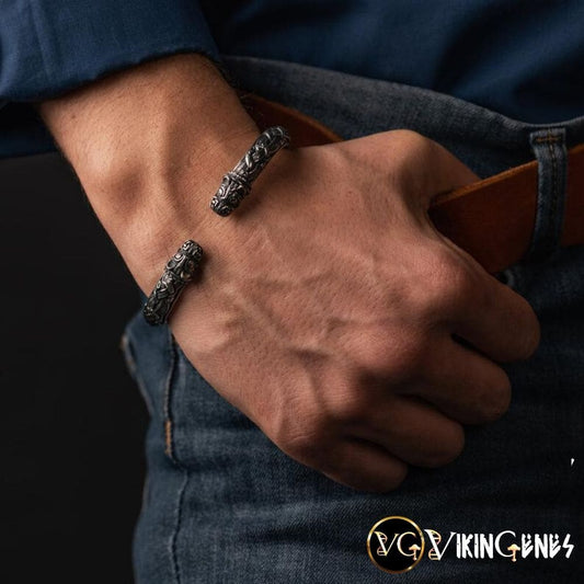 925 Sterling Silver Arm Ring With Dragon's Head