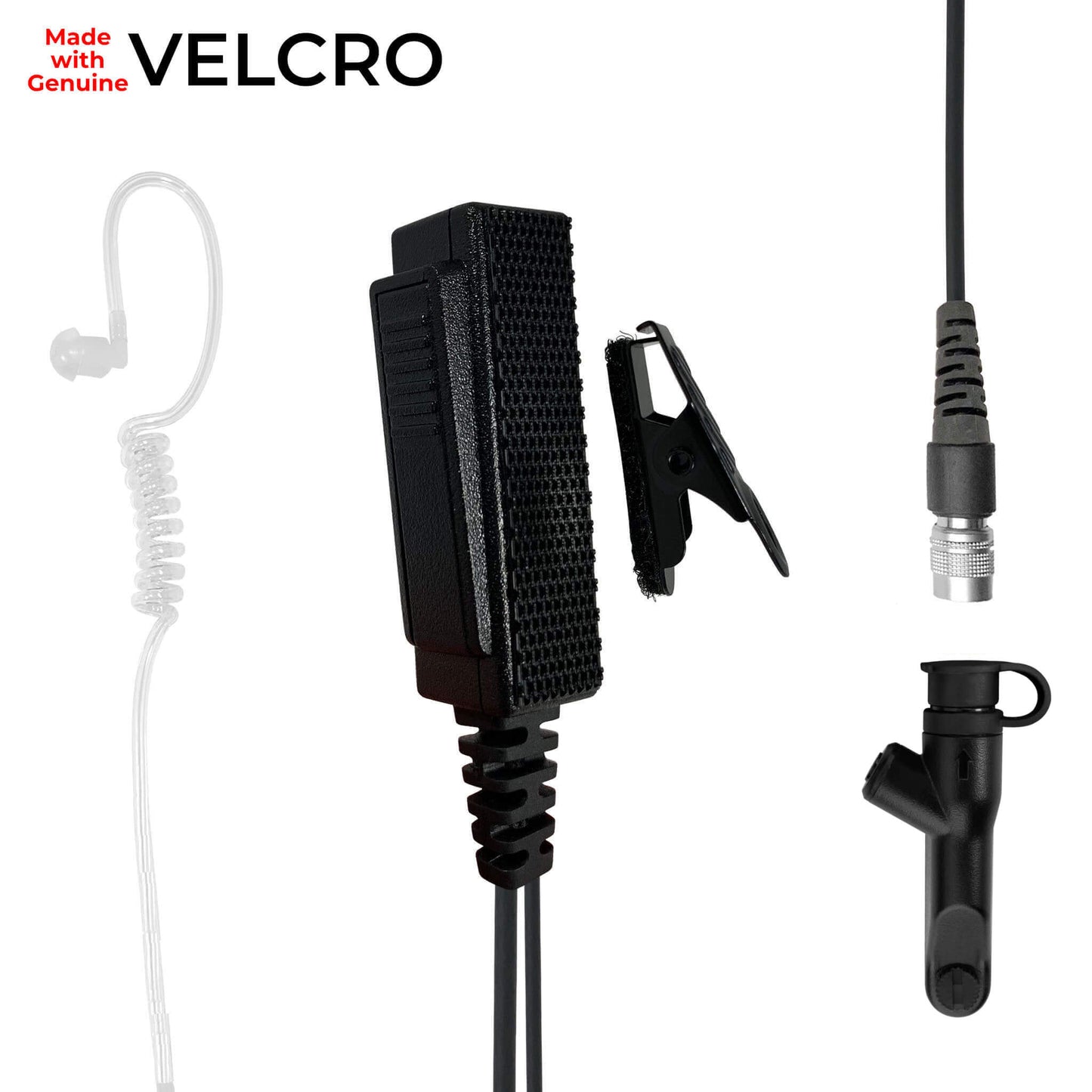 Velcro Mic & Earpiece Radio Kit w/ Quick Disconnect (Hirose) - Harris/Tait TP3000/7110/7100/8000/9000 Series