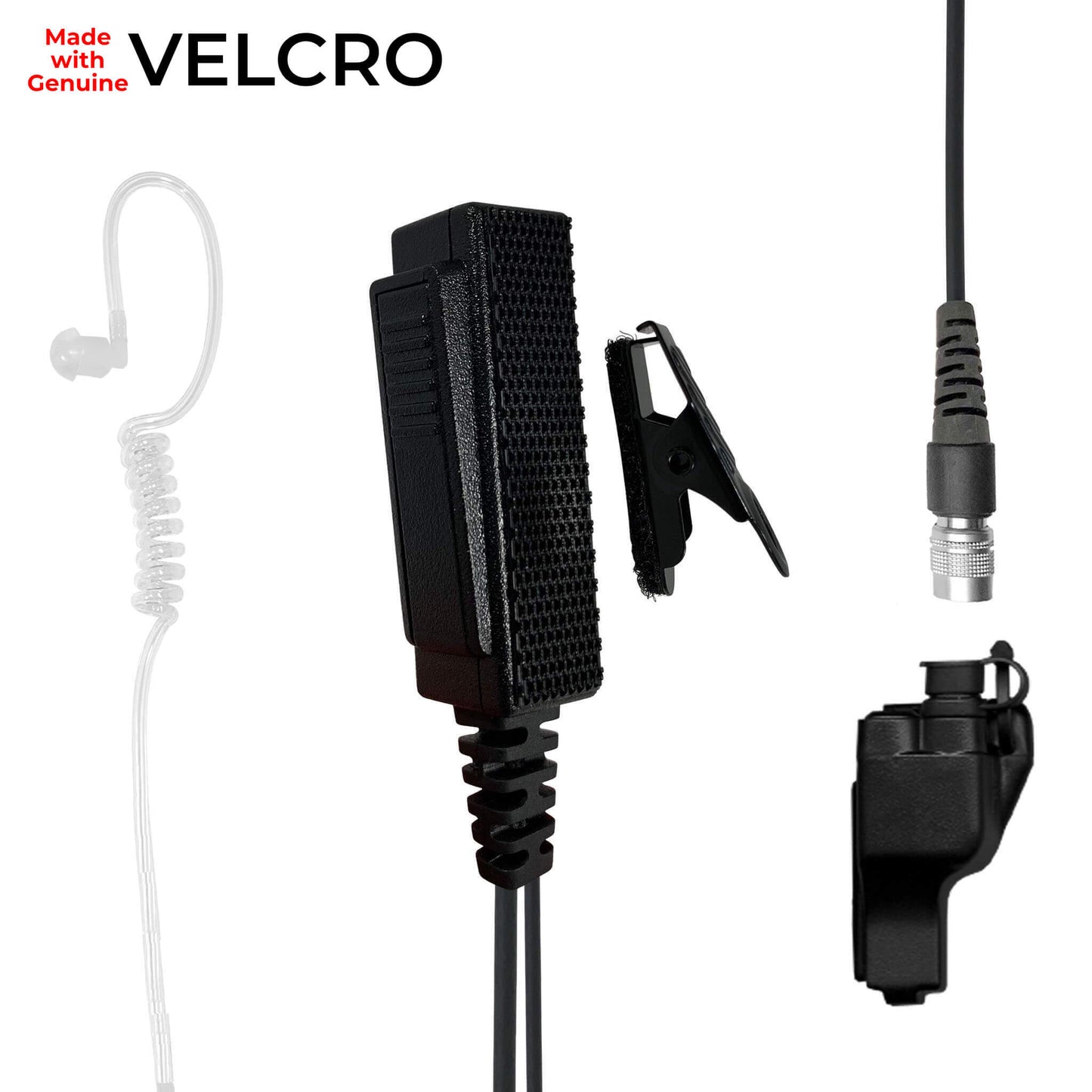 Velcro Mic & Earpiece Radio Kit w/ Quick Disconnect (Hirose) - EF Johnson 51SL ES, ASCEND ES, 5000, 5100, 7700, STEALTH SERIES, 5300, 7700, Kenwood VP900, VP600 & More