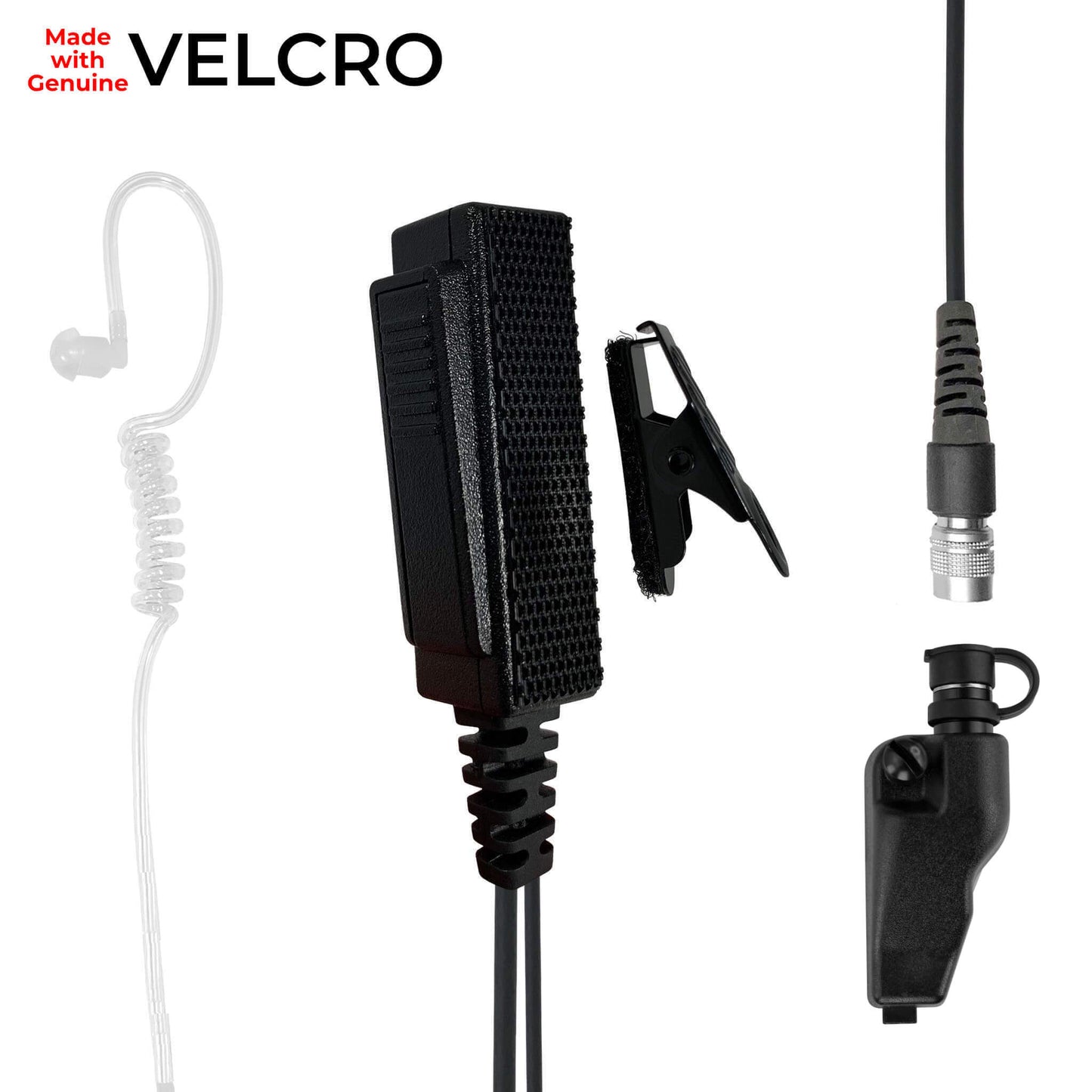 Velcro Mic & Earpiece Radio Kit w/ Quick Disconnect (Hirose) - Kenwood Multi-Pin TK & NX Series