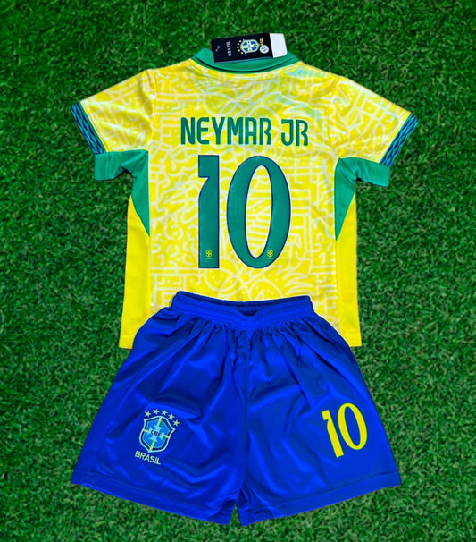 Neymar Jr Brazil Kids Soccer Jersey Set Football Youth Toddler Sizes