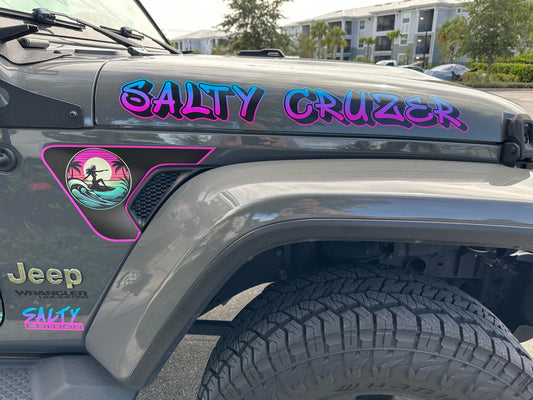 Woman Surfing Fender Vent Decal