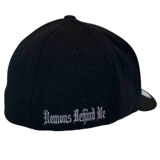 Flexfit Black "Never Fade" White Circle Skull