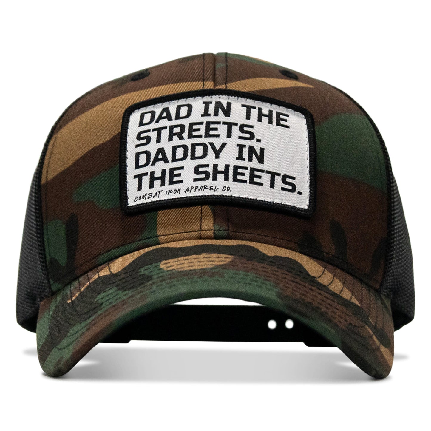 Dad In The Streets. Daddy In The Sheets. White Patch Snapback Hat