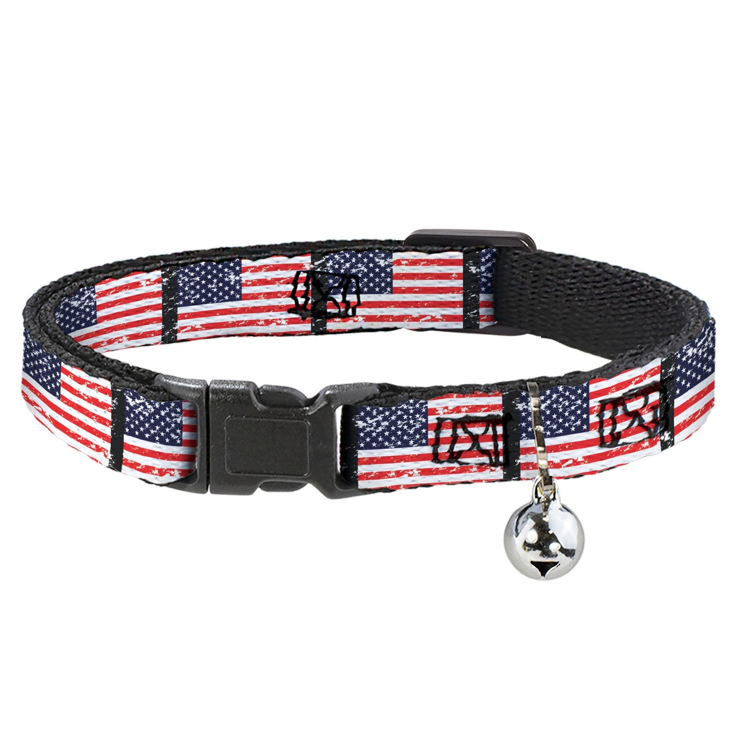 Cat Collar Breakaway - United States Flags Weathered Black