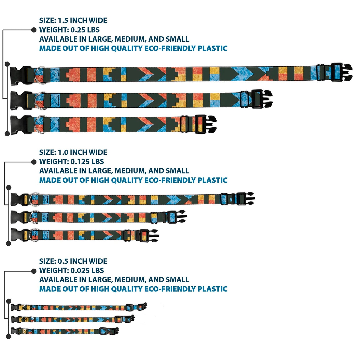 Plastic Clip Collar - Geometric8 Charcoal/Orange/Gold/Blue