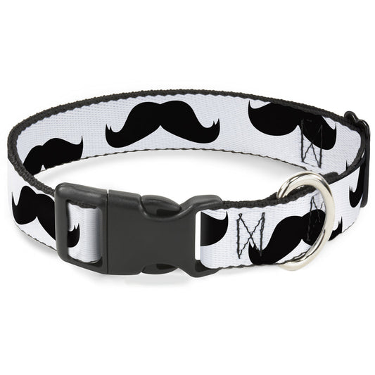 Plastic Clip Collar - Mustaches White/Black