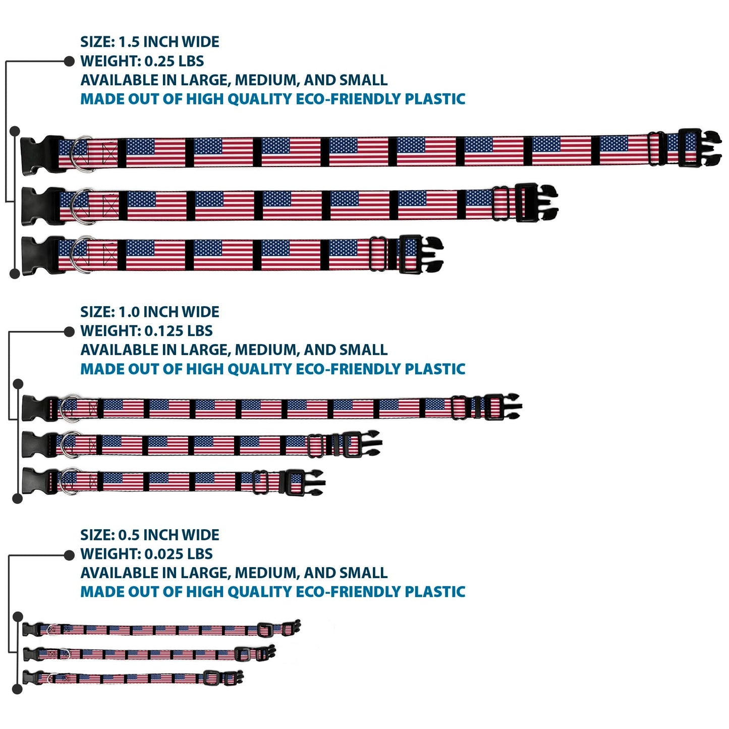 Plastic Clip Collar - United States Flags