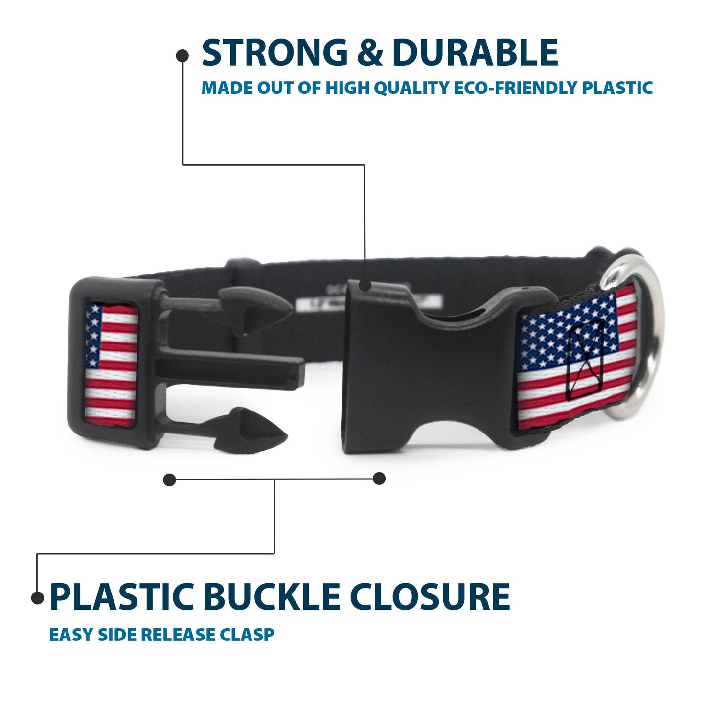 Plastic Clip Collar - United States Flags