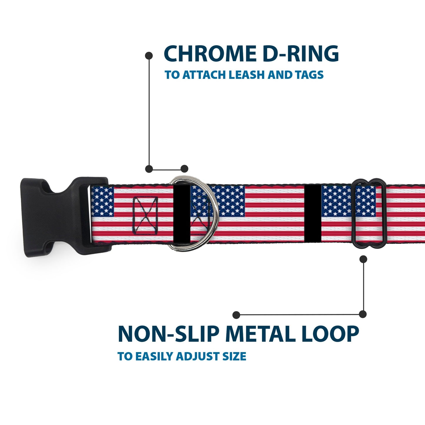 Plastic Clip Collar - United States Flags