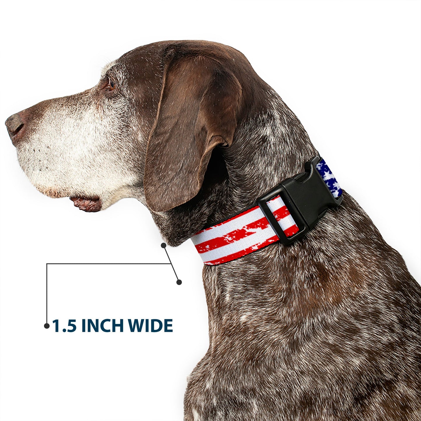Plastic Clip Collar - United States Flags CLOSE-UP Weathered