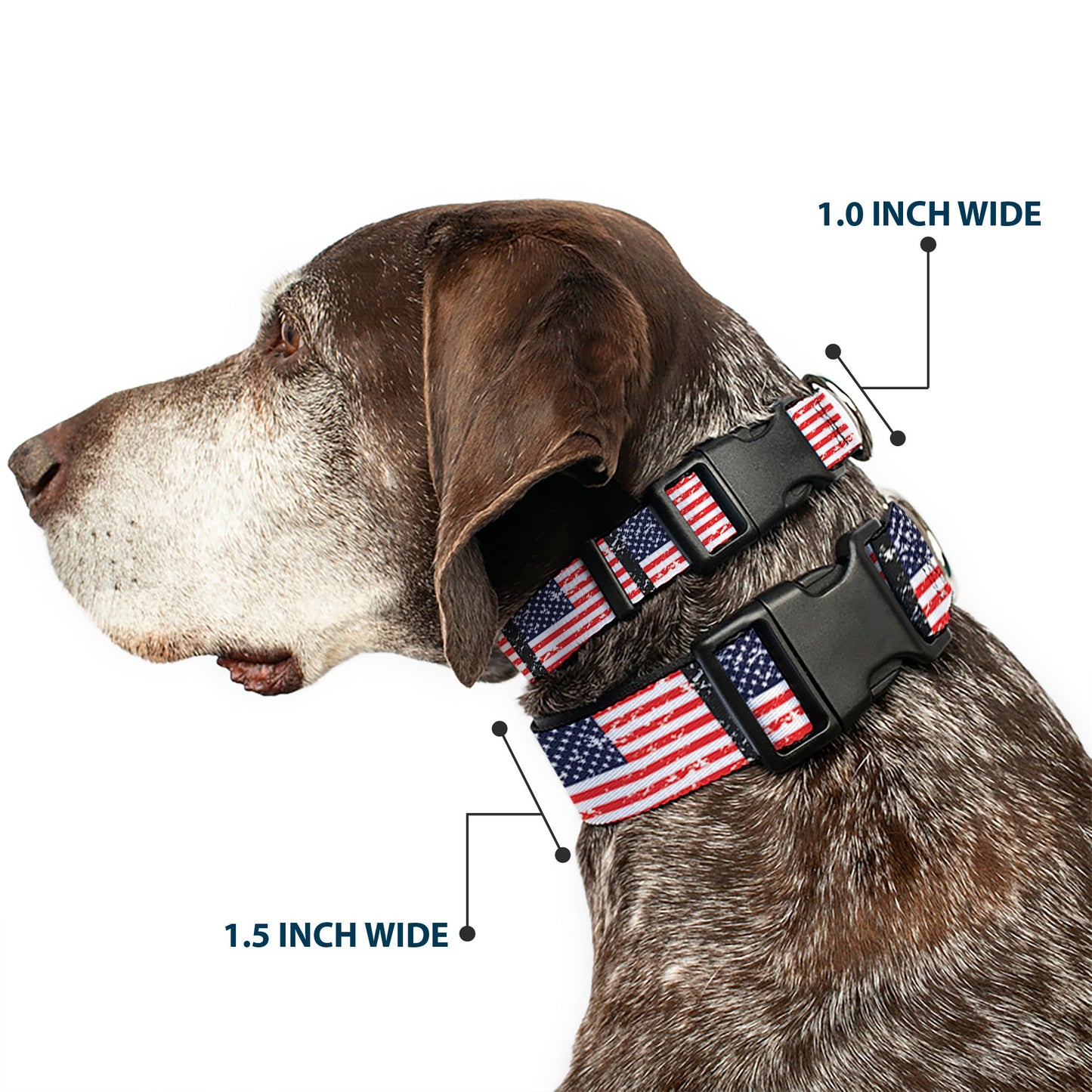 Plastic Clip Collar - United States Flags Weathered/Black