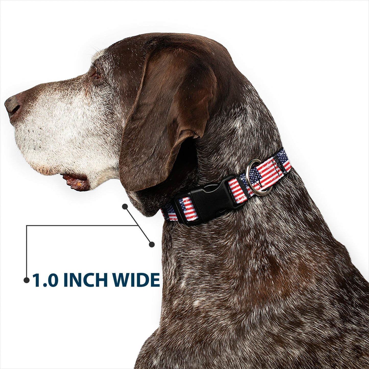 Plastic Clip Collar - United States Flags Weathered/Black