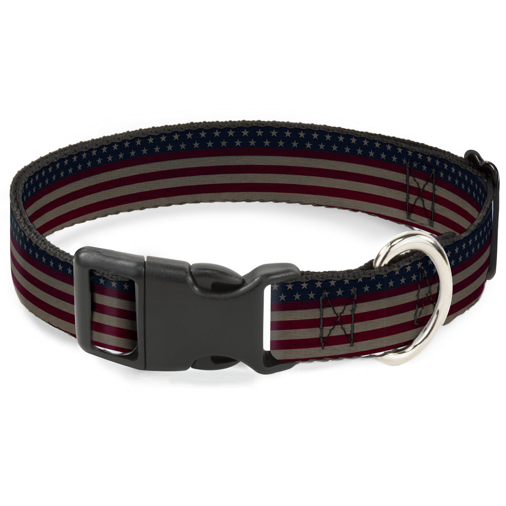 Plastic Clip Collar - United States Flag Stars & Stripes Distressed