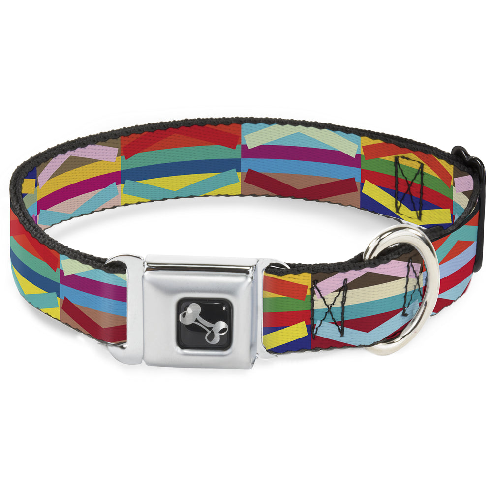 Dog Bone Seatbelt Buckle Collar - Geometric10 Multi Color