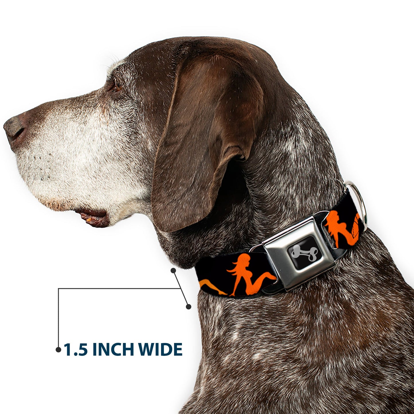 Dog Bone Seatbelt Buckle Collar - Mud Flap Girl Repeat Black/Orange Fade