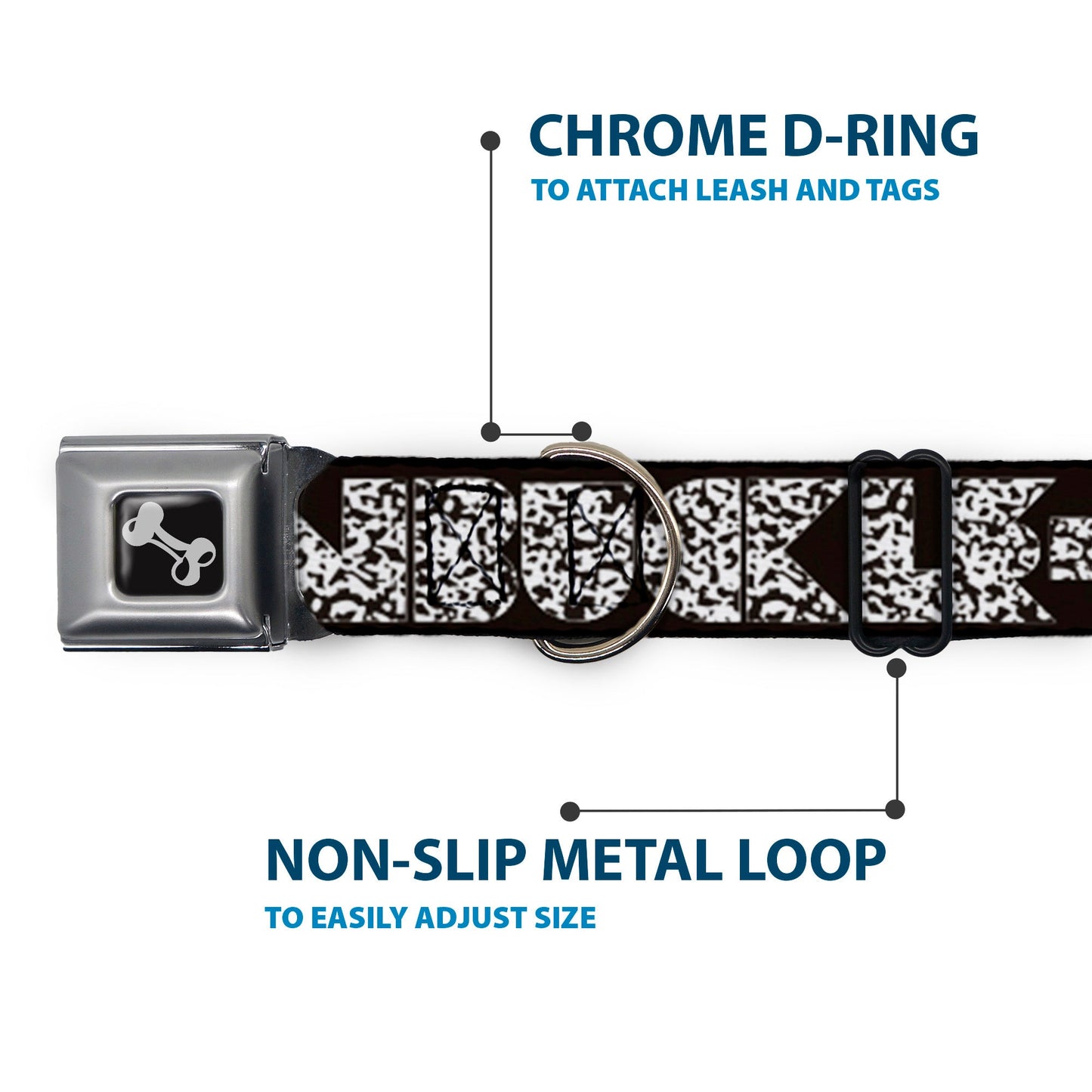 Dog Bone Seatbelt Buckle Collar - BUCKLE-DOWN Shapes Black/Camo White/Black