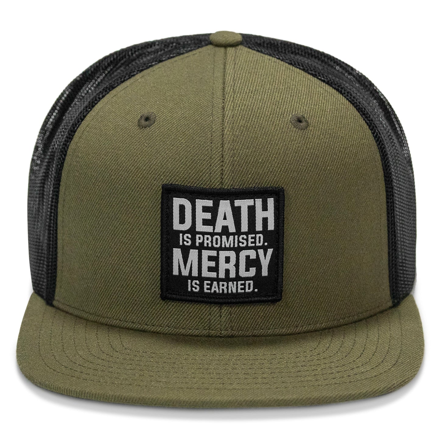 Death Is Promised. Mercy Is Earned Patch Flatbill Hat