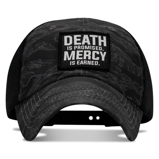 Death Is Promised. Mercy Is Earned Patch. Tactical Ripstop Mesh Snapback Hat