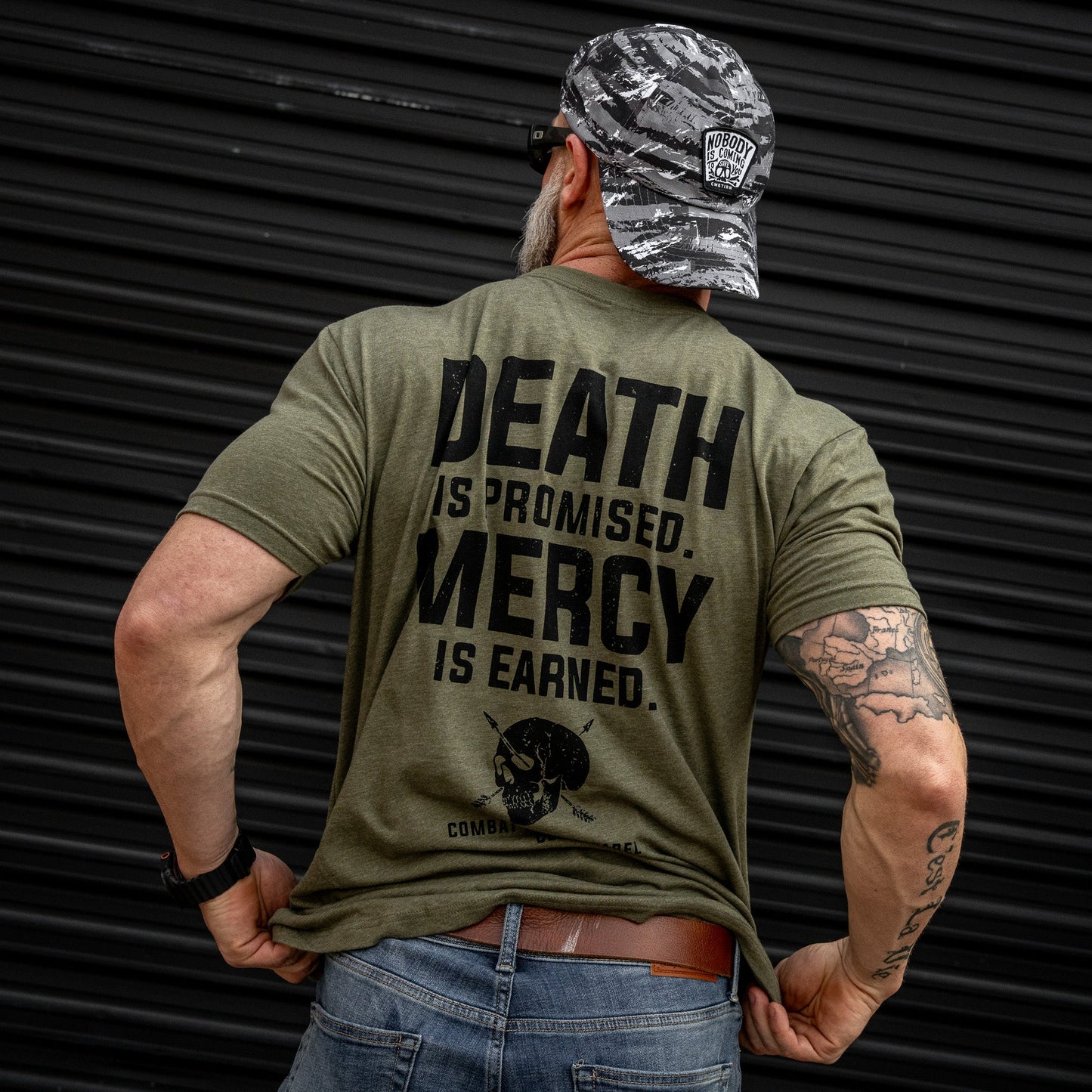 Death Is Promised. Mercy Is Earned Men's T-Shirt
