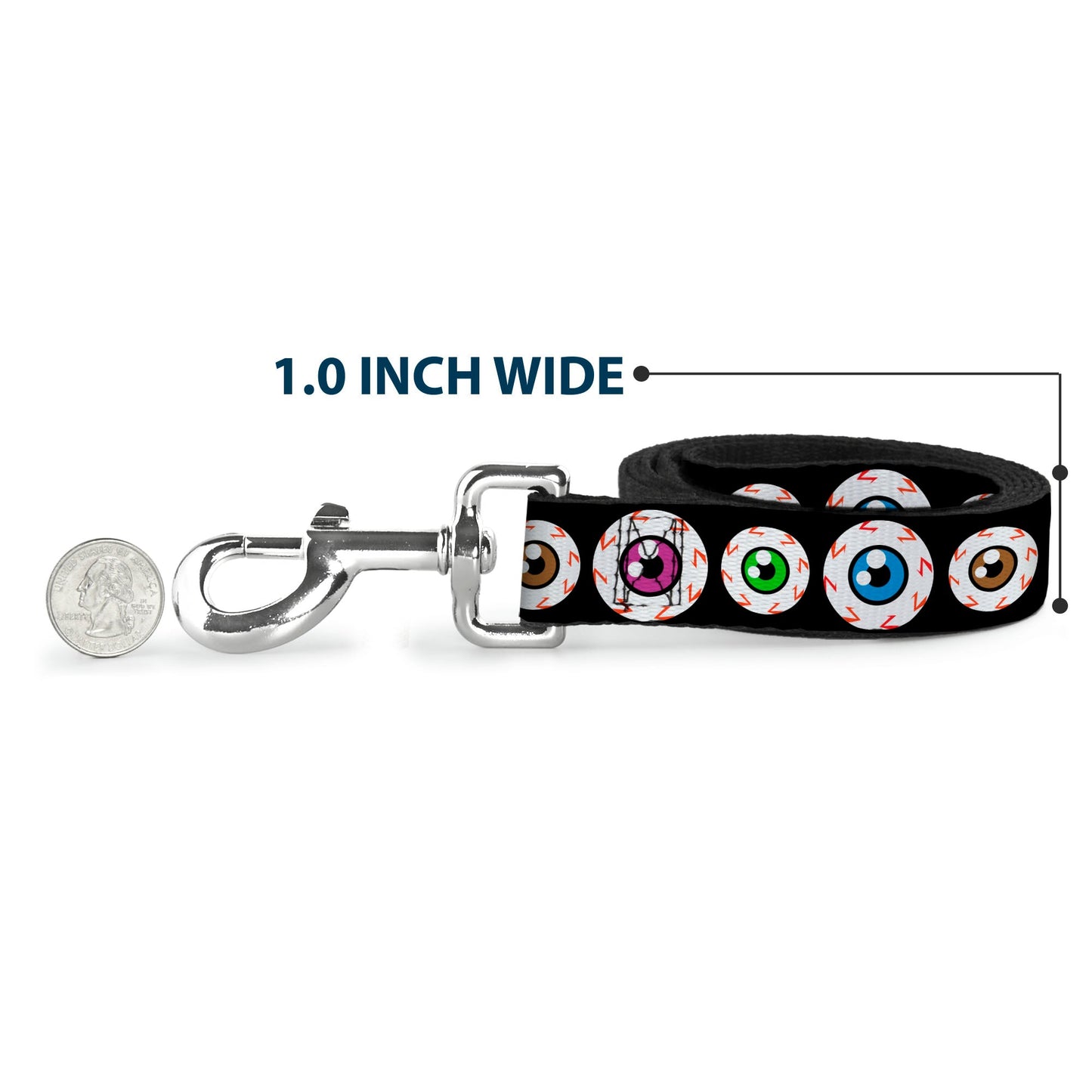 Dog Leash - Eyeballs Black/Multi Color
