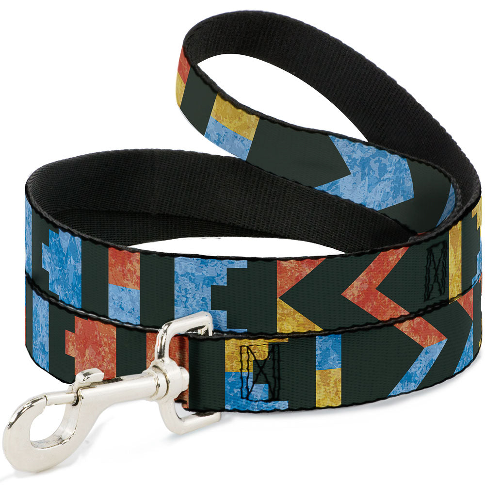 Dog Leash - Geometric8 Charcoal/Orange/Gold/Blue