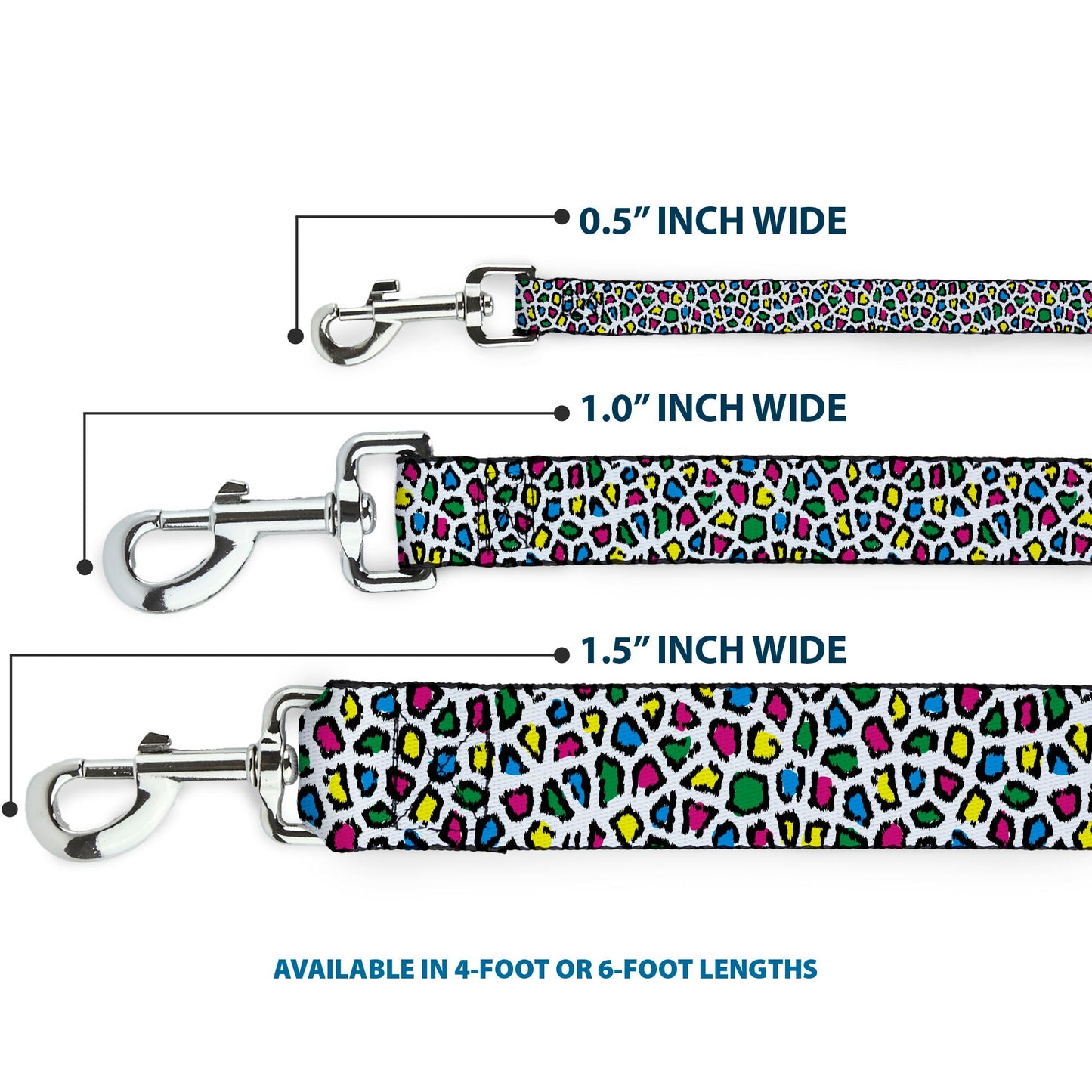 Dog Leash - Leopard White/Multi Color
