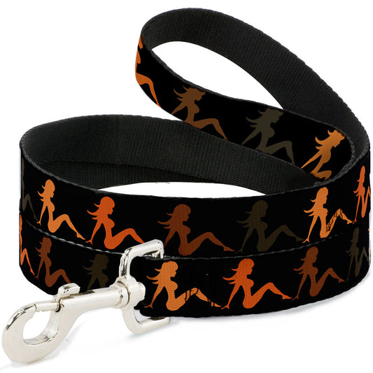 Dog Leash - Mud Flap Girl Repeat Black/Orange Fade