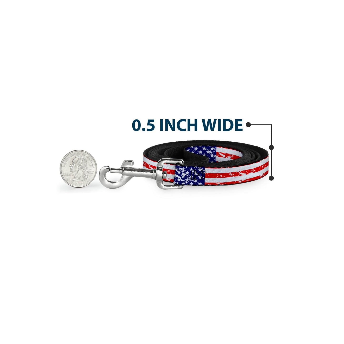 Dog Leash - United States Flags CLOSE-UP Weathered