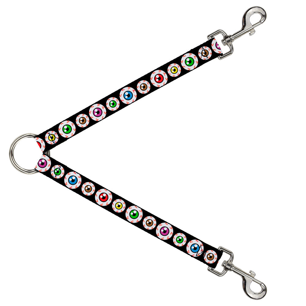 Dog Leash Splitter - Eyeballs Black/Multi Color