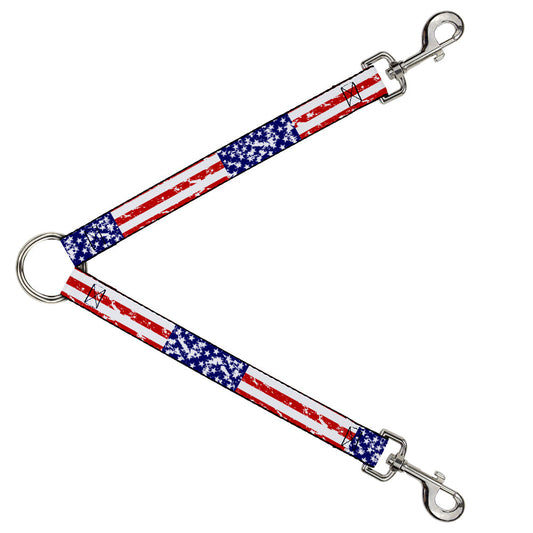 Dog Leash Splitter - United States Flags Weathered
