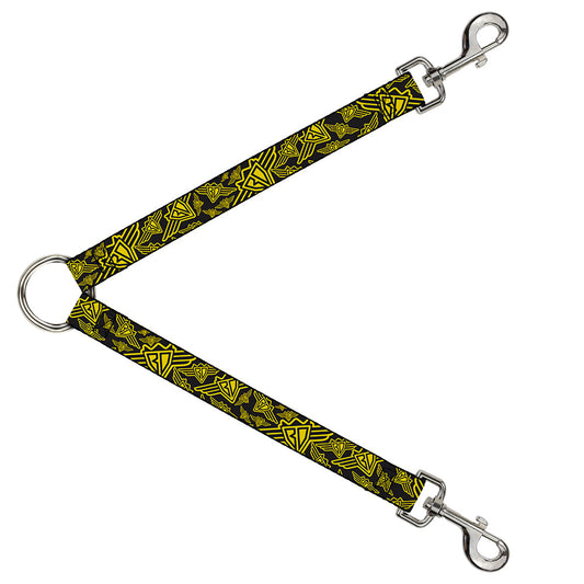 Dog Leash Splitter - BD Logo Scattered Black/Yellow