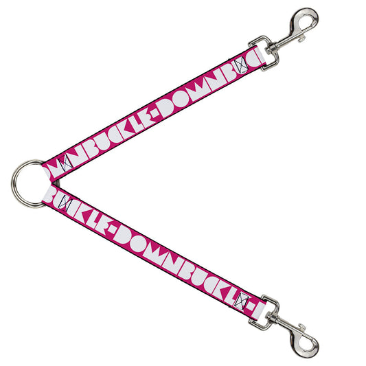 Dog Leash Splitter - BUCKLE-DOWN Shapes Hot Pink/White