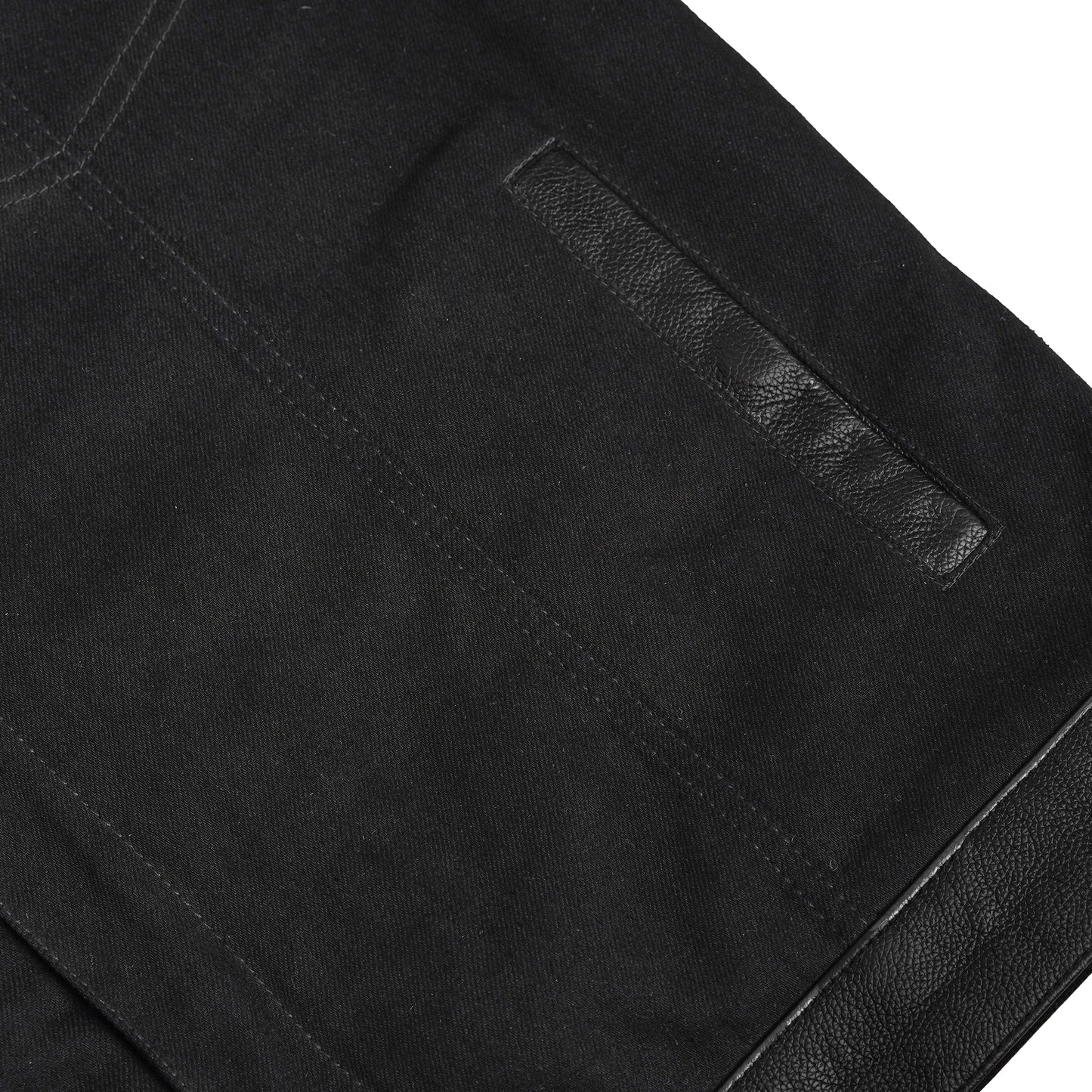 Men's Full Cut Denim Jacket – Leather Trim & Hidden Pockets