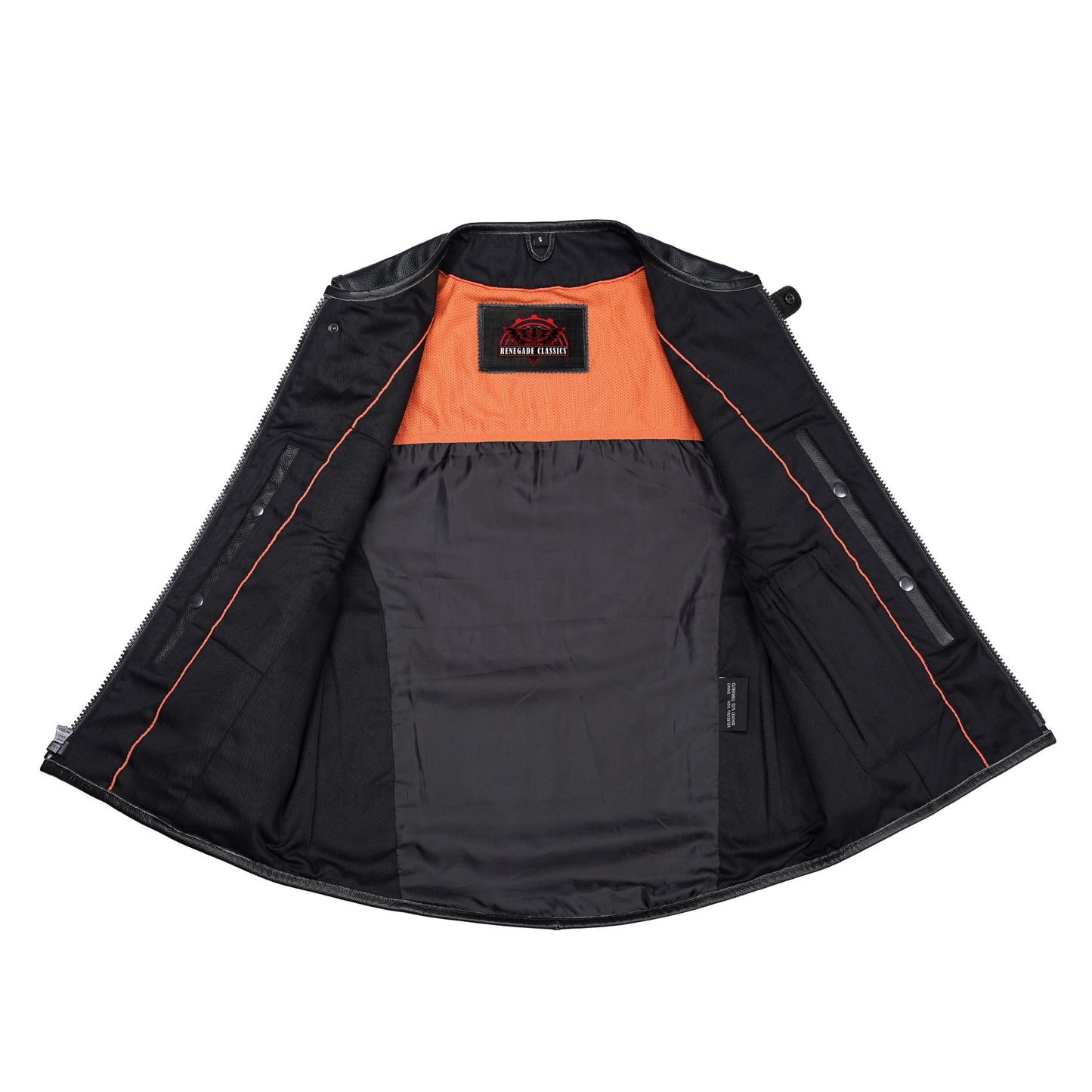 Men's Black Leather SWAT Style Motorcycle Vest