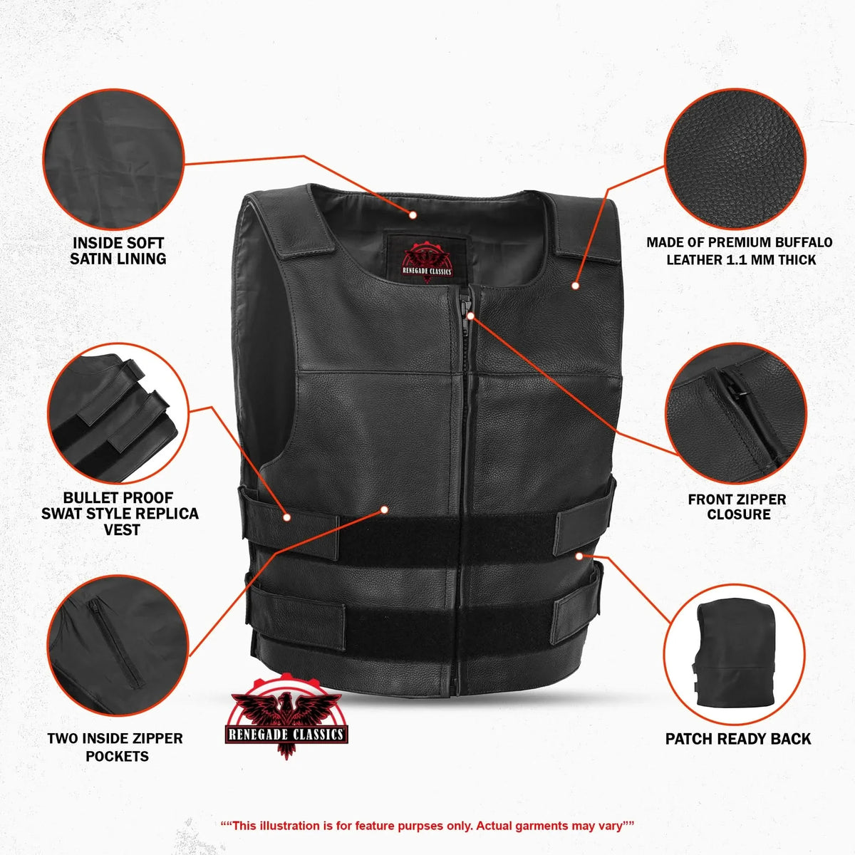 Frisco Men’s Leather Motorcycle Vest