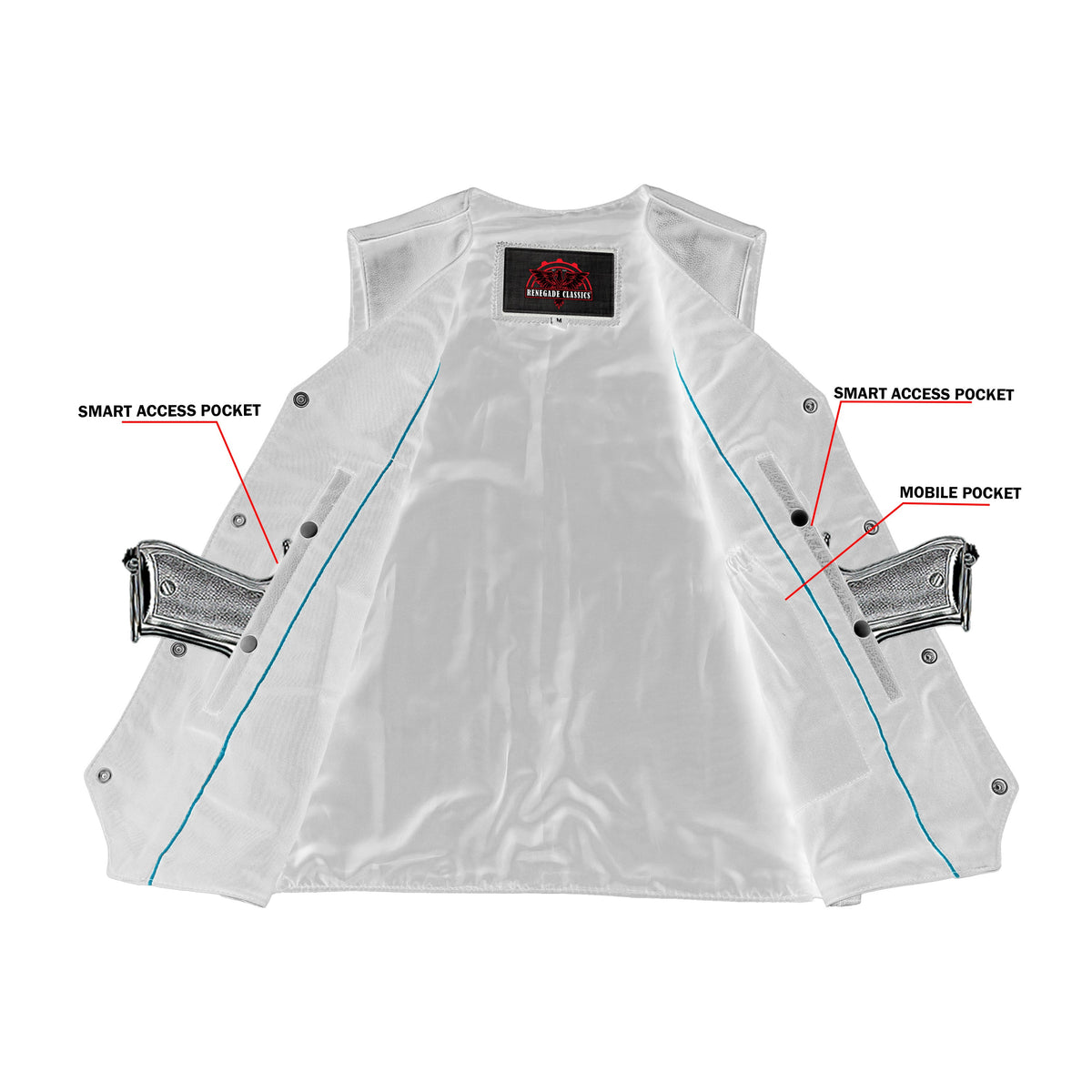 Men's Single Back Panel motorcycle vest