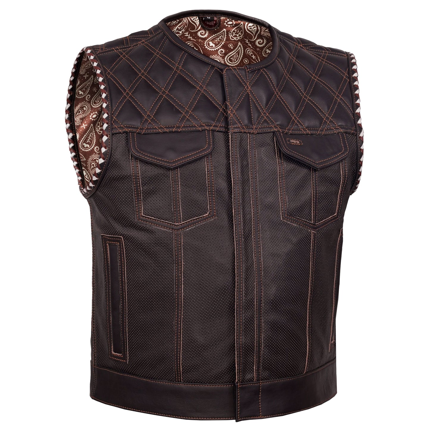 Brex Men’s Leather Motorcycle Vest