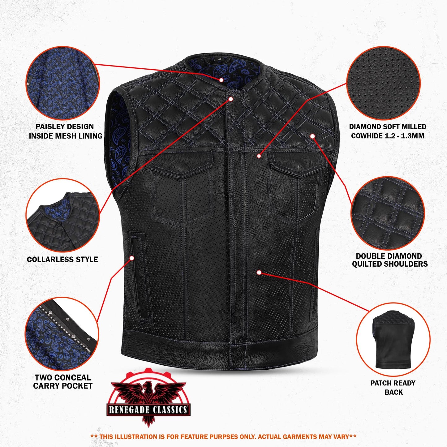 Mile Crusher Mens Motorcycle Leather Vest
