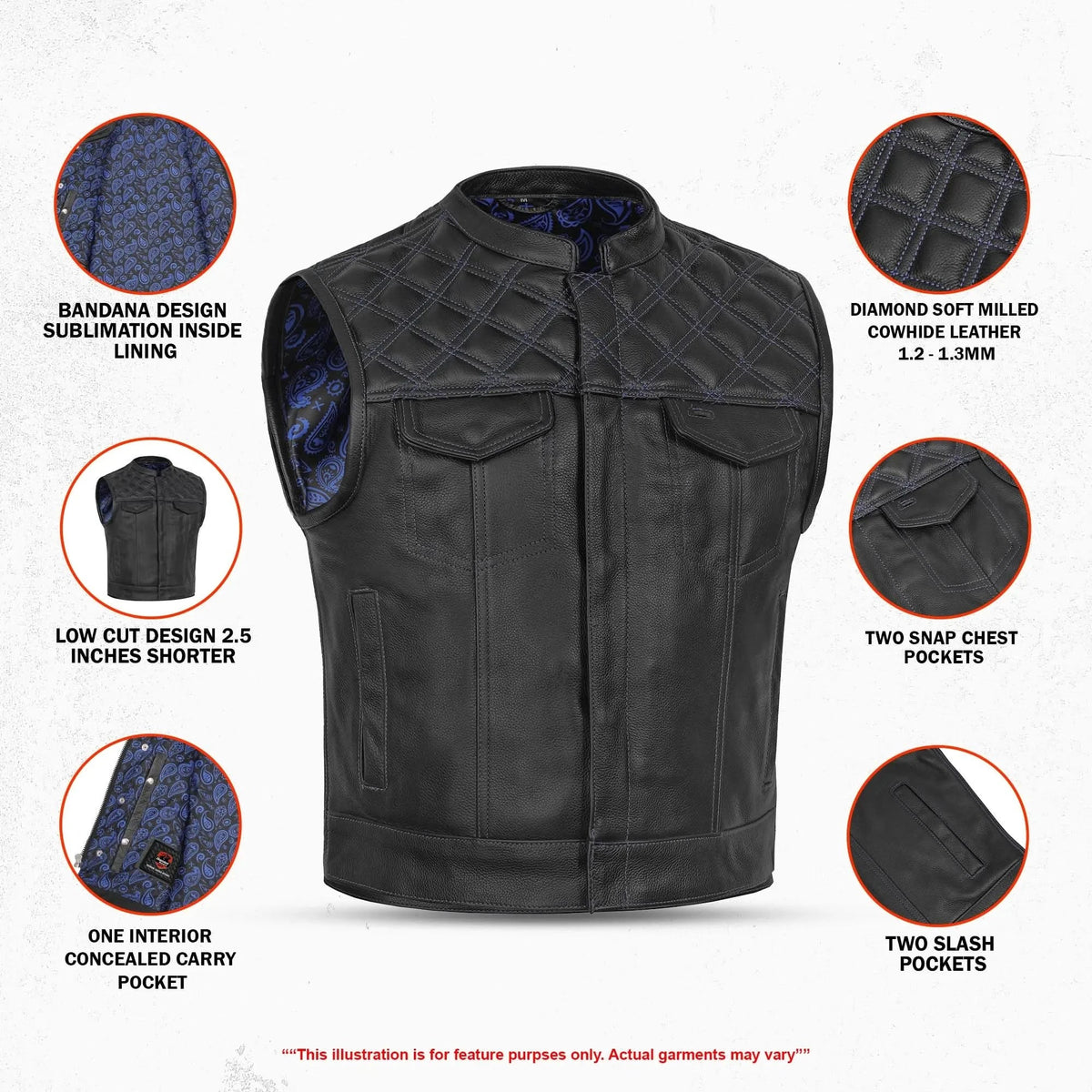 Odin Grim Men's Motorcycle Leather Vest