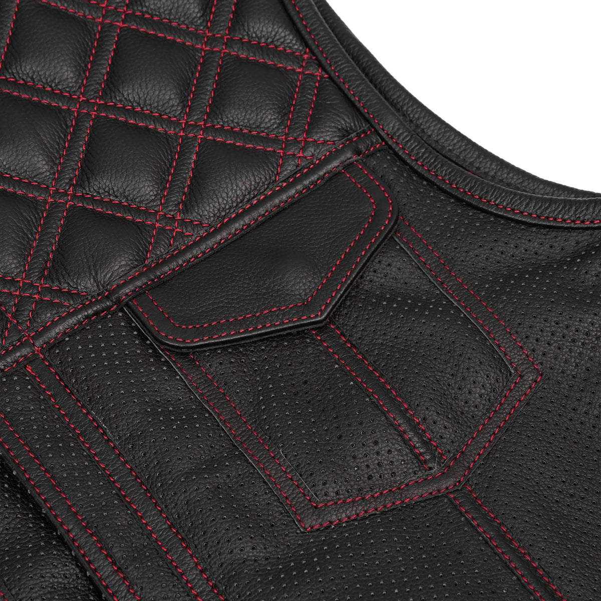 Canyonforge Men's Perforated Low Cut Motorcycle Leather Vest