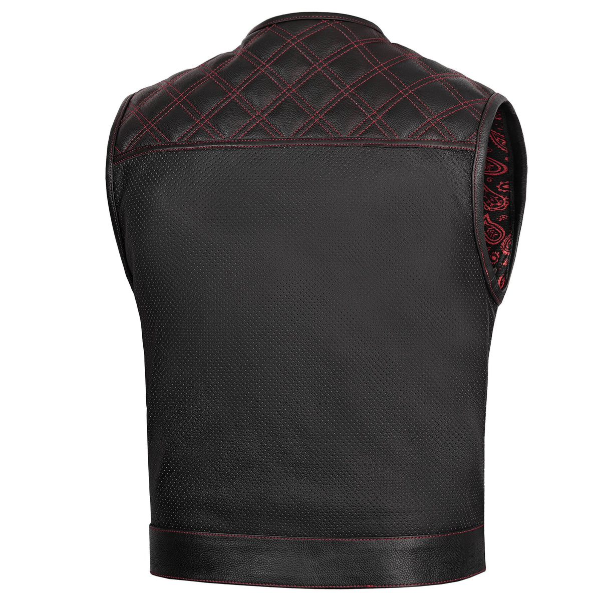 Canyonforge Men's Perforated Low Cut Motorcycle Leather Vest
