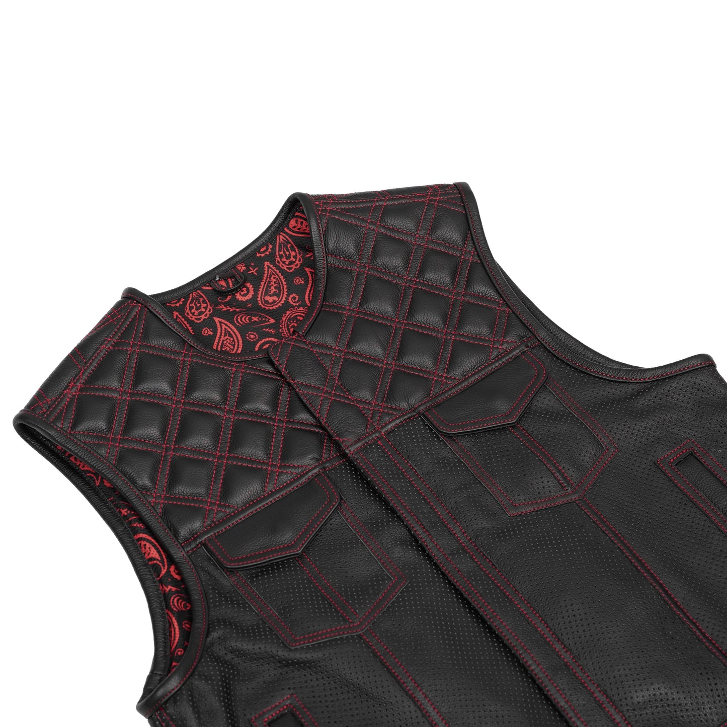 Canyonforge Men's Perforated Low Cut Motorcycle Leather Vest