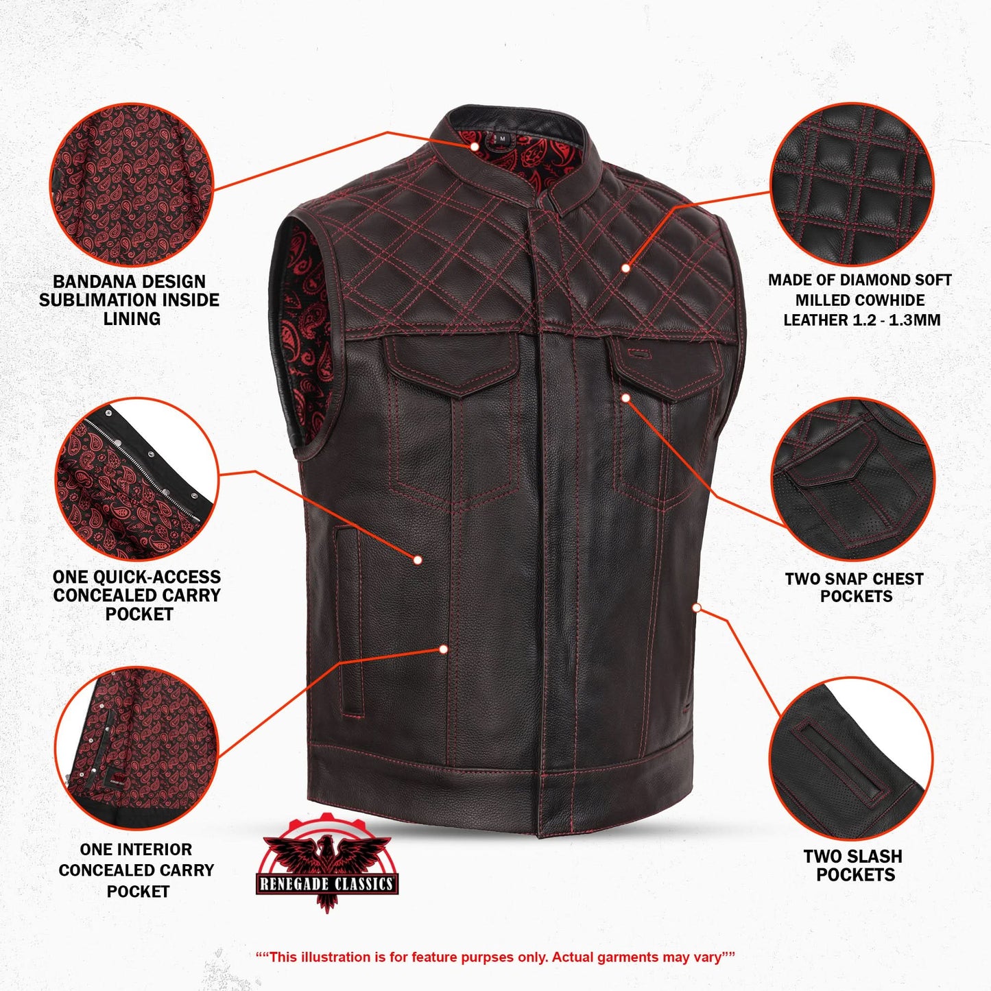 Firedust Men's Motorcycle Leather Vest
