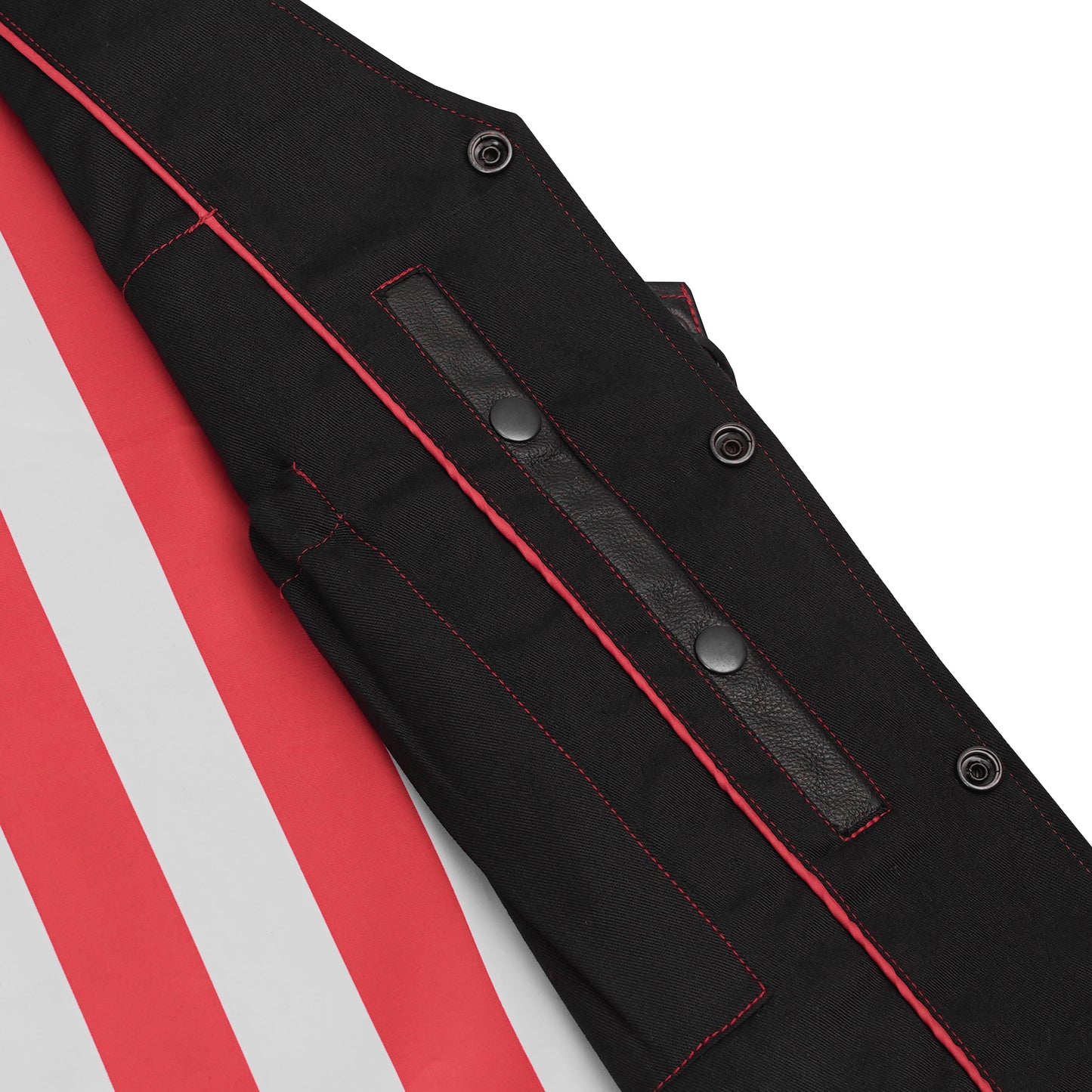 Men's Honor Ride Black Leather Motorcycle Vest with Red Stitching