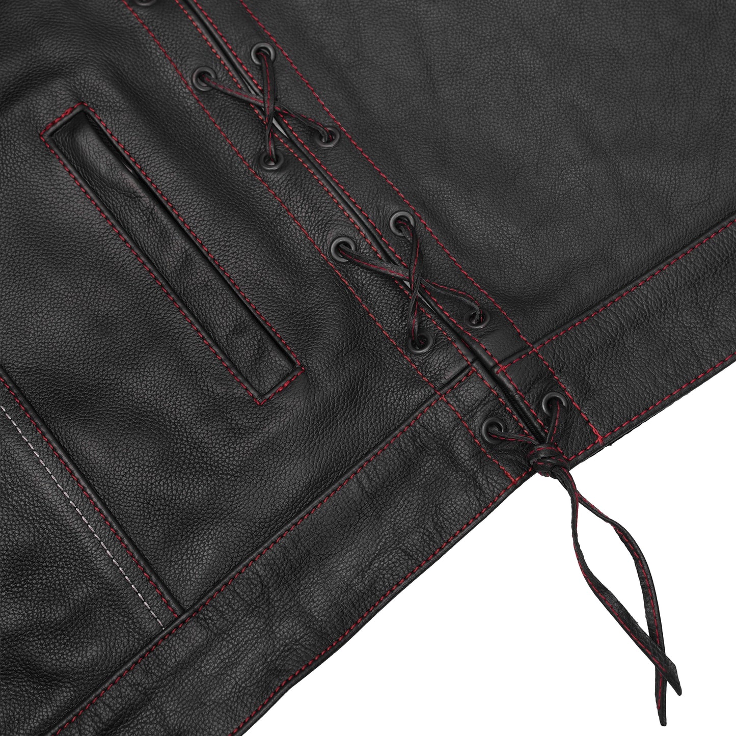 Men's Road Edge Leather Black Vest – Removable Hood