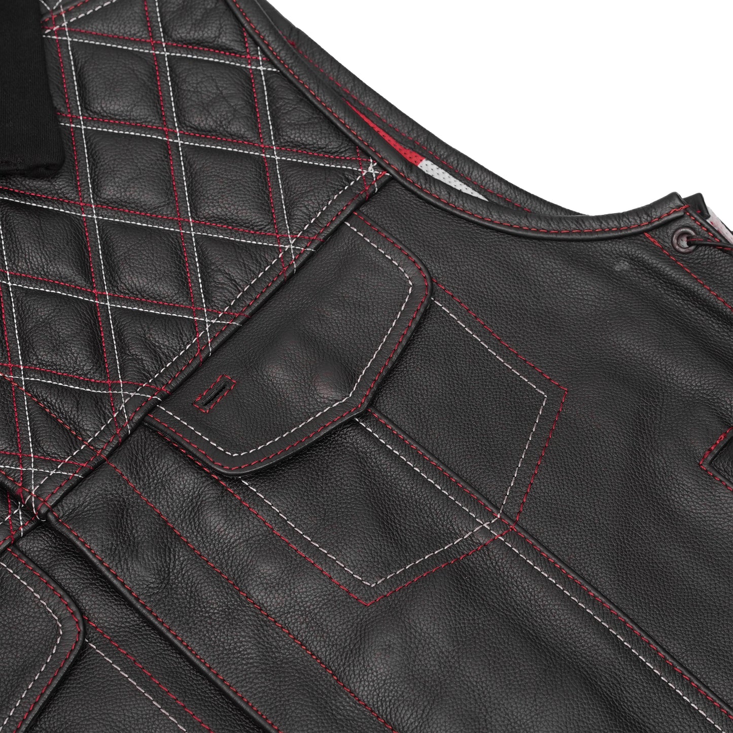 Men's Road Edge Leather Black Vest – Removable Hood