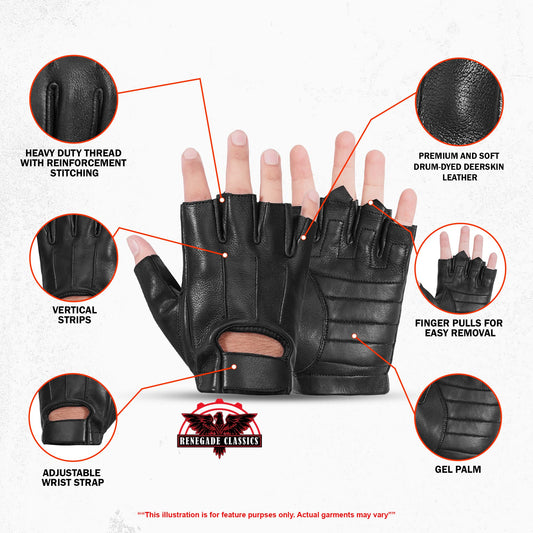 Men's Hardy Deer Skin Fingerless Glove