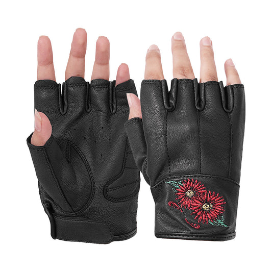 Women's Embroidered Fingerless Glove